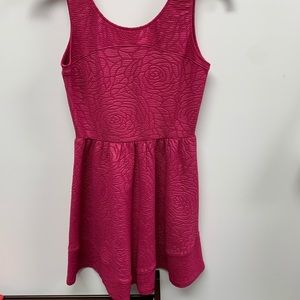 Textured Floral Skater Dress - Pink / Sz small